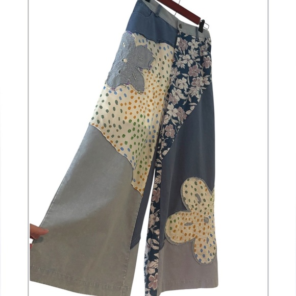 easel Pants - Easel Wide Leg Patchwork Floral Pants NWT